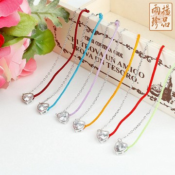 心型幸運繩銀手鍊(桃花/招財/文昌/健康/除穢/貴人-6款任選)