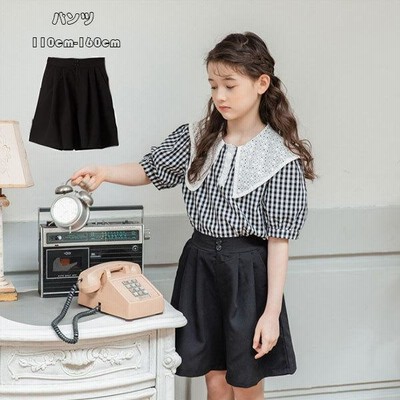 子ども服 パンツ 五分丈 女の子 ハーフパンツ ブラック 無地 キッズ ボトムス カジュアルパンツ 黒 レジャー デイリー 子供 半ズボン 純綿 110 160 通販 Lineポイント最大get Lineショッピング