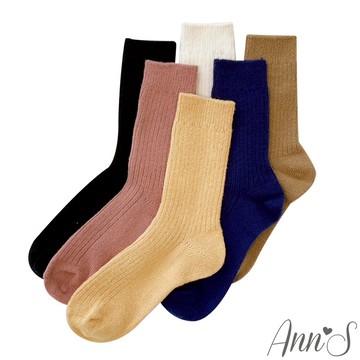 Ann’S 保暖直紋加厚堆堆中筒襪-6色