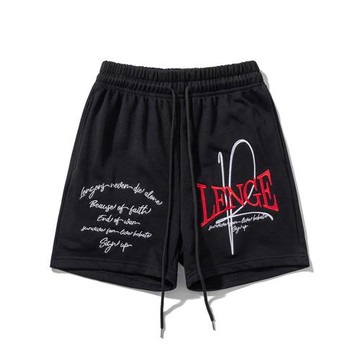 美式潮牌短褲男士夏季休閑寬松透氣字母刺繡籃球運動不過膝四分褲