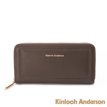 【金安德森】Velin 撞色拉鍊長夾-煙咖棕