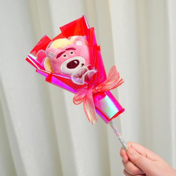 【台灣現貨】玩偶仙女棒發光花束 永生花束 娃娃花束 草莓熊(交換禮物 畢業禮物 情人節 生日)