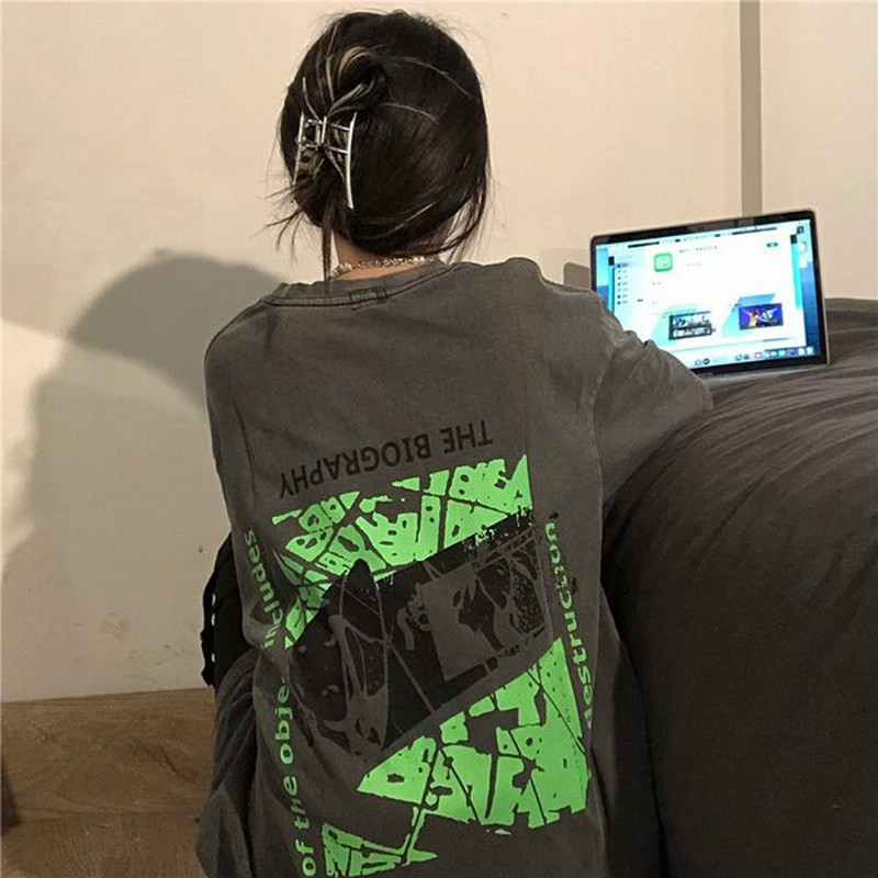 Tシャツ 半袖 ヴィンテージ風 レトロ調 ユニセックス 男女兼用 原宿系ファッション ダンス衣装 Pop カワ 個性 奇抜 青文字系 通販 Lineポイント最大get Lineショッピング