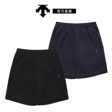 【DESCENTE】迪桑特 男士 吸濕快乾鬆餅格紋運動短褲(黑色/海軍藍)