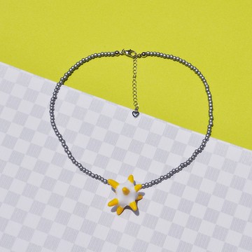 黃色刺刺項鍊/ 壓克力項鍊