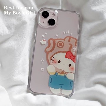 卡通貓咪小魚適用蘋果12/13/14/15/16/17proMax手機殼軟iPhone11/xr/15可愛