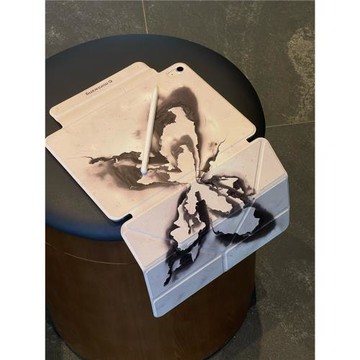 汪三歲「灰燼蝴蝶」Y折ipad平板保護殼磁吸雙面夾pu仿皮超輕超薄Air456平板套10.2寸磁吸拆分
