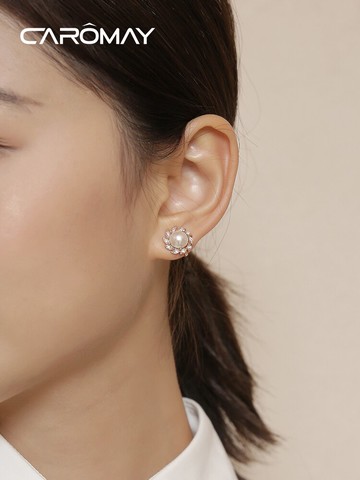 卡洛美韓國無耳洞耳環  女日韓版氣質貝珠耳釘耳夾 新娘結婚耳飾