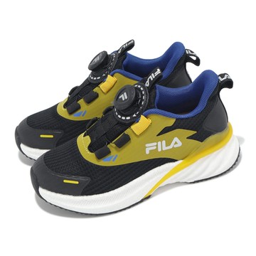 Fila 慢跑鞋 J822Y 黑 黃 童鞋 運動鞋 中大童 旋鈕 反光 斐樂 3J822Y091