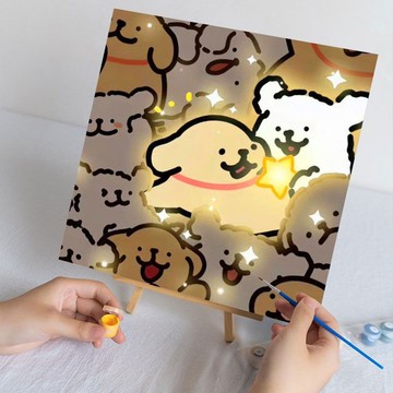數字油畫 diy手工畫 填色畫 線條小狗繪畫 狗狗繪畫 填色DIY畫 桌面擺件 馬爾濟斯犬壁畫 交換禮物