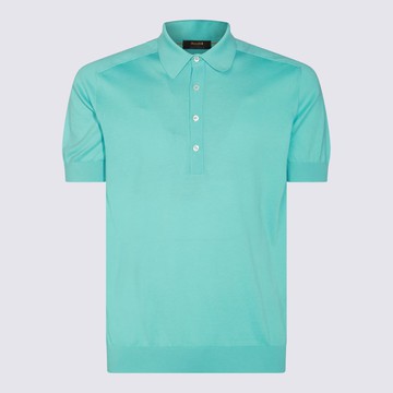 Moorer Blue Cotton Polo Shirt