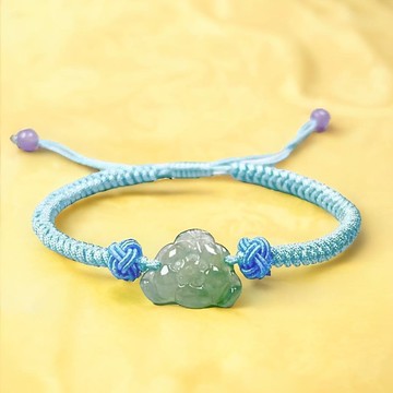 冰種翡翠荷花編織手鍊 | 天然緬甸玉翡翠A貨 | 送禮