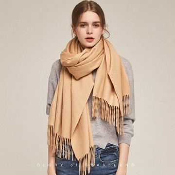 【內蒙古純絨】山羊絨圍巾 女士圍巾 冬季披肩 保暖圍巾 素色水波紋 加厚斗篷 秋冬保暖 媽媽禮物 商務饋贈