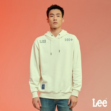 Lee 101+繡花寬鬆大學T 男 米白 LB411035005