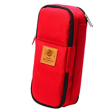 POPO FANCY 3層帆布大容量文具收納筆袋 紅色  1個