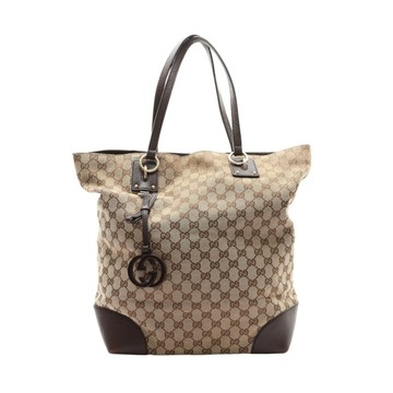 GUCCI 古馳 Charm Tote 手提包 棕色 GG帆布 247236 【二手名牌BRAND OFF】