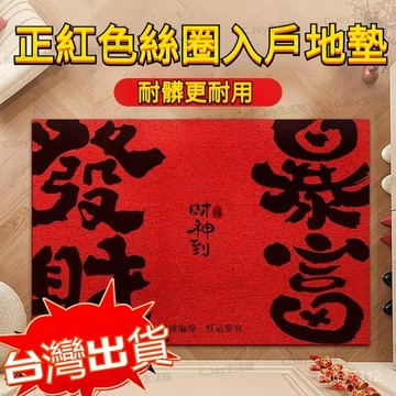 🌟臺灣出貨🌟入戶門地墊 好運招財颳泥地墊 玄關門家用 喬遷地毯  祝語踏者生財 腳踏 墊進門腳墊 紅色絲圈門墊