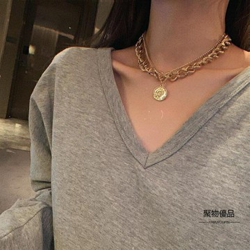 頸鍊短款鎖骨鍊女復古粗鍊項鍊【聚物優品】