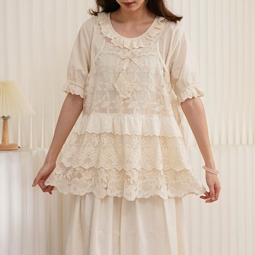 鏤空 蕾絲拼接 刺綉吊帶背心121312C