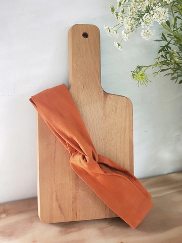 交叉髮帶-細版鬆緊-素深橘