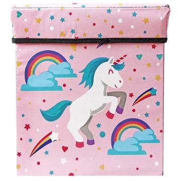 TROMSO 附蓋收納小方凳 防塵防毛髮 防水耐磨耐髒 29x29x30cm  彩虹獨角獸  1個