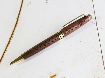 企鵝腳印原子筆 胡桃木 旋轉式 聖誕禮物