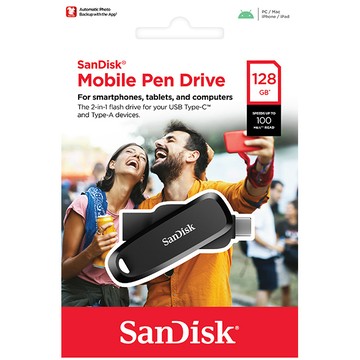 SanDisk 128G 128GB Phone DriveTYPE C/A SDDDC6-128G 黑色 100MB/s USB 3.2 雙頭隨身碟