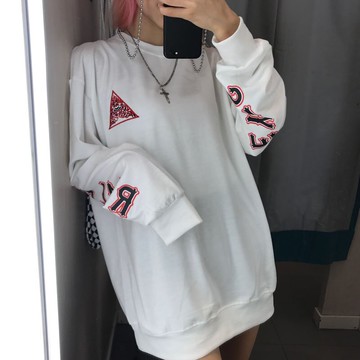 FINDSENSE Z1 日系 時尚 潮 男女 情侶款 時尚 衣袖字母 薄款 長袖T恤 上衣 衛衣