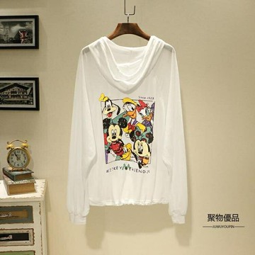 長袖連帽薄款外套防曬衣T恤女夏罩衫寬鬆透氣開衫上衣【聚物優品】