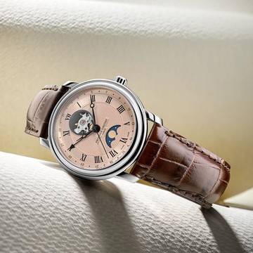 CONSTANT 康斯登 Classics 系列心跳月相日期機械腕錶40mm鮭魚面 FC-335MCSALB4P26