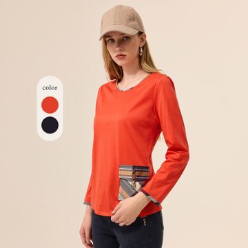 ILEY伊蕾 格紋造型口袋絲光棉上衣(兩色；M-3L)