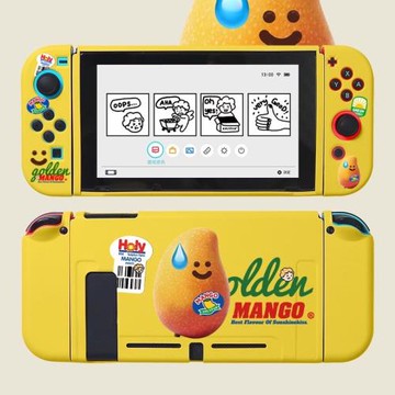 任天堂switch保護套oled分離式手柄保護殼tpu軟殼 黃色芒果