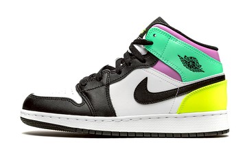 JORDAN 1 MID PASTEL BLACK TOE GS
