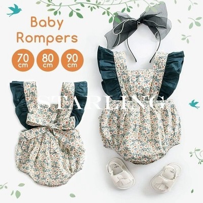 ロンパース 女の子 可愛い 夏 おしゃれ ベビー 服 花柄 リボン フリル 袖なし ノースリーブ カバーオール コットン 綿 肩フリル 通販 Lineポイント最大get Lineショッピング
