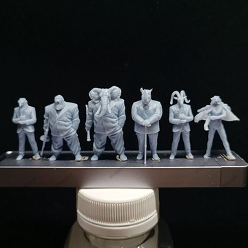 【台灣出貨】✨免運 微縮模型 微縮兵人 1/64微縮小人 動物黑幫教父 象犀牛老虎 擺件小比例高精度3D白模