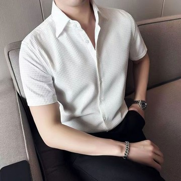 🔥免運 台灣現貨🔥男士襯衫 韓系短袖 情侶款上衣 寬鬆 時尚男生短袖襯衫 夏季素色 休閒高端半袖襯衣 男女同款 襯衫