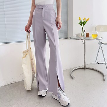 【HARPER】後鬆緊雙釦開衩喇叭褲 4色 | 現貨  長褲 喇叭褲 開衩褲 顯瘦【PNB73826G】