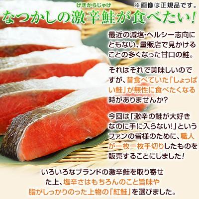 訳あり 激辛 鮭 サケ 紅鮭 べにさけ 切り身 カマや尻尾等の切り落とし 100g 大小混合 大辛 しょっぱい 塩引き鮭 冷凍