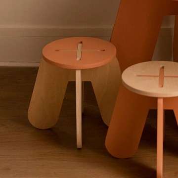 烏克蘭 Babai Toys - 天然木質圓凳-焦糖棕