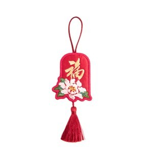 春華工坊緞面刺繡小吊飾 福