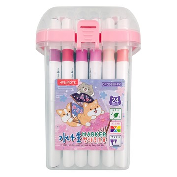 PENROTE 筆樂 柴語錄24色水性雙頭麥克筆  粉紅色  1盒