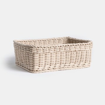 奧可利霧紋手工編織置物籃MH 長形奶茶