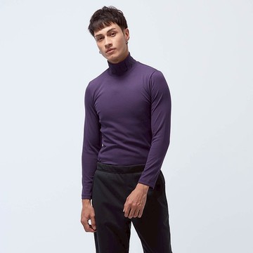 不可退換 /Logo高領上衣-哥德紫