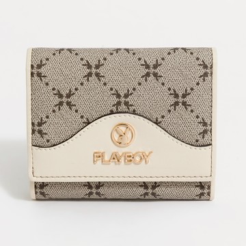 PLAYBOY - 翻蓋短夾 L'élégance系列 - 卡其色
