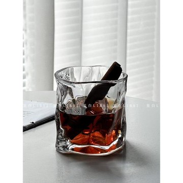 里白 威士忌扭扭玻璃杯洋酒杯烈酒杯果汁家用水杯客廳玻璃杯子