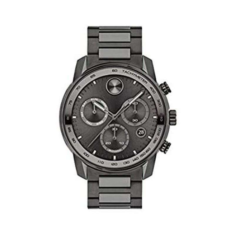 Movado Men's Swiss Quartz Watch with Stainless Steel Strap, Grey, 21 (Model 