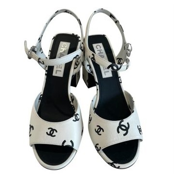 展示品 CHANEL 雙C LOGO白色高跟鞋  38號