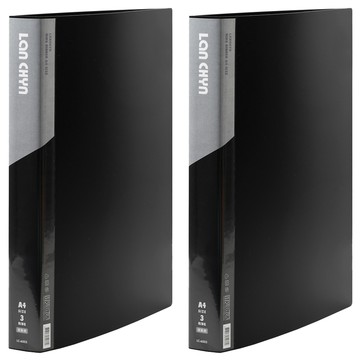 Lan CHYn 連勤牌文具 PP 馬卡色系四孔1吋圓型夾 LC-6004 K  黑色LC-6004K(四孔)  2個