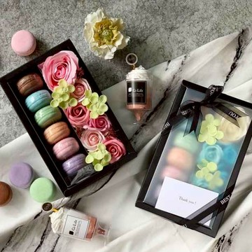 【居事生活】花與香氛─馬卡龍與玫瑰花香皂禮盒(粉)