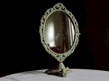【老時光 OLD-TIME】早期二手歐美風格銅桌鏡